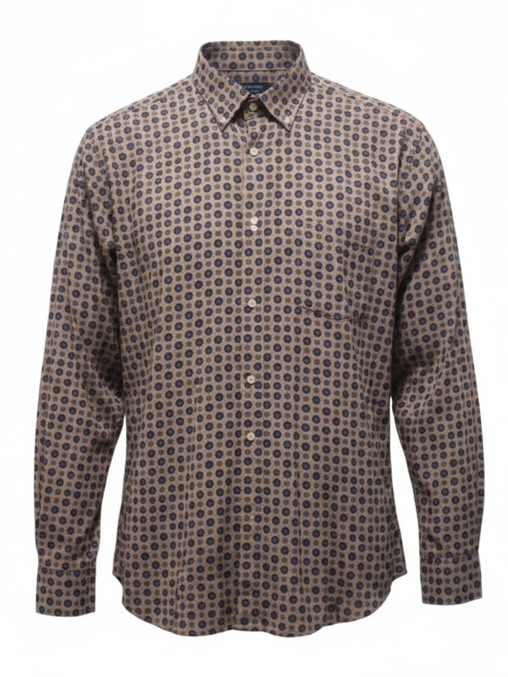Cremieux Classics - NWOT,  Tan Long Sleeve Shirt W/Purple & Blue Geometric...